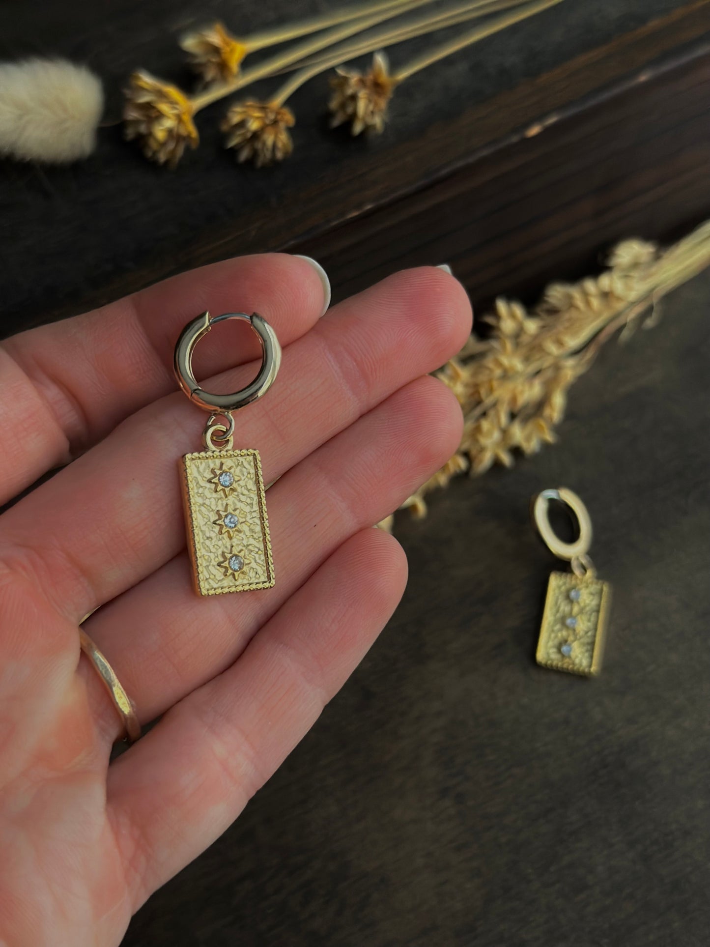 Starry Tablet Huggie Earrings