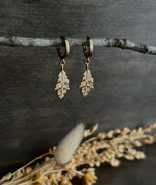 Oak Leaf Huggie Hoop