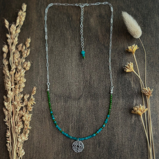 Chrome Diopside l Amazonite Necklace