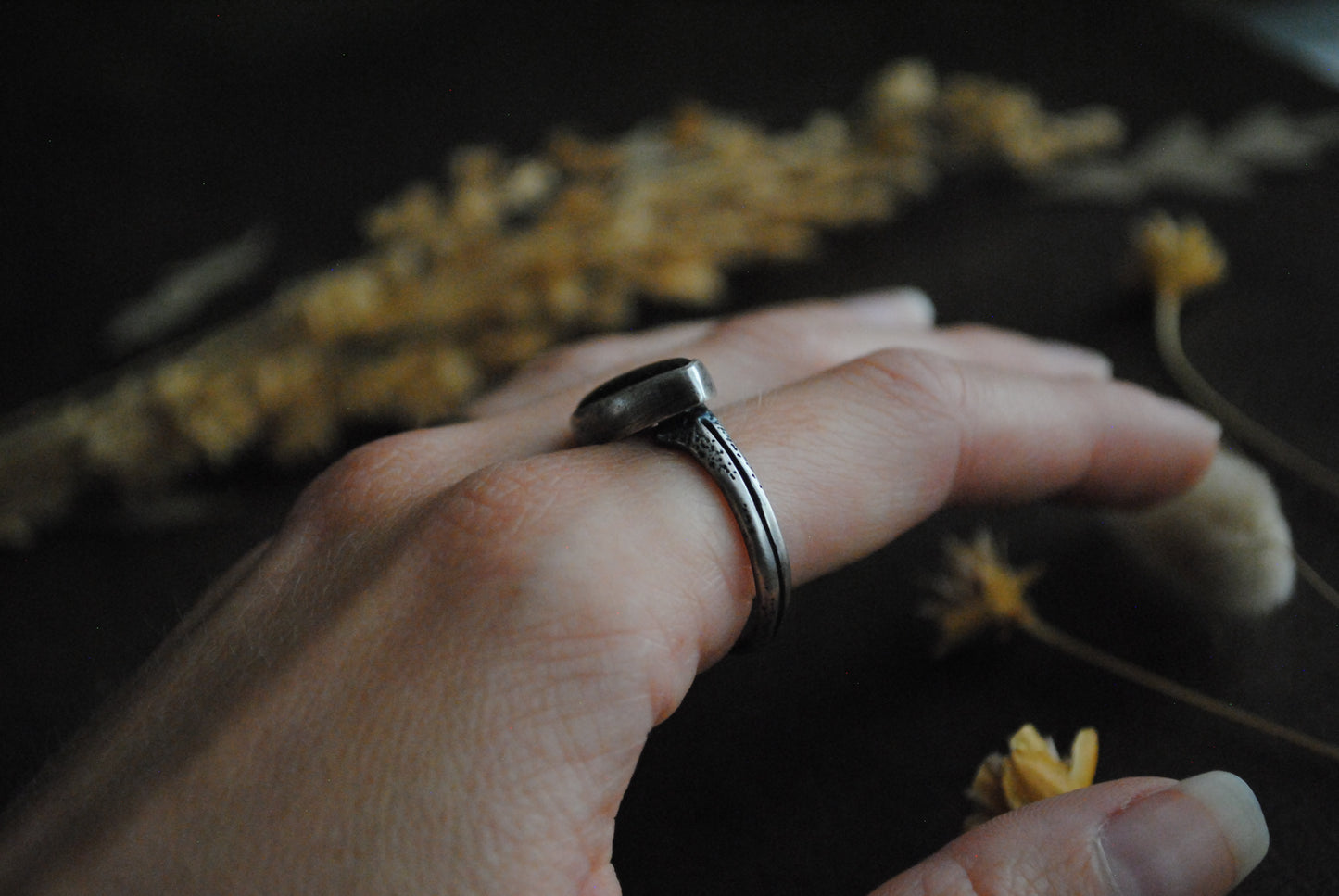 Agatized Dinosaur Bone Ring - Size 8.25