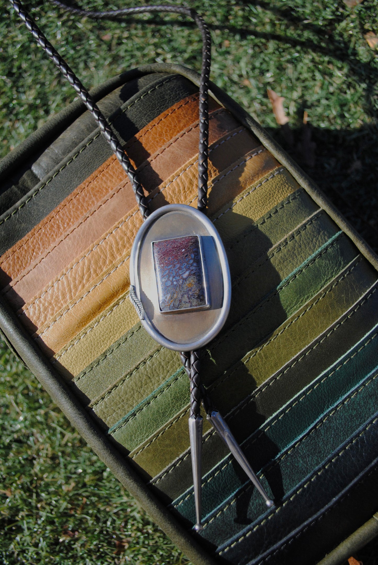 Agatized Dinosaur Bone Bolo Tie