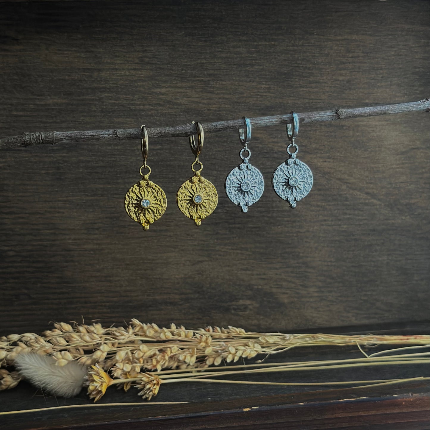 Sunny Coin Huggie Earrings