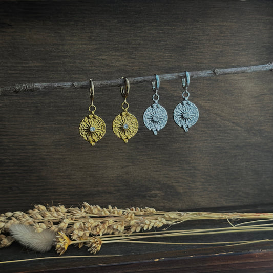 Sunny Coin Huggie Earrings
