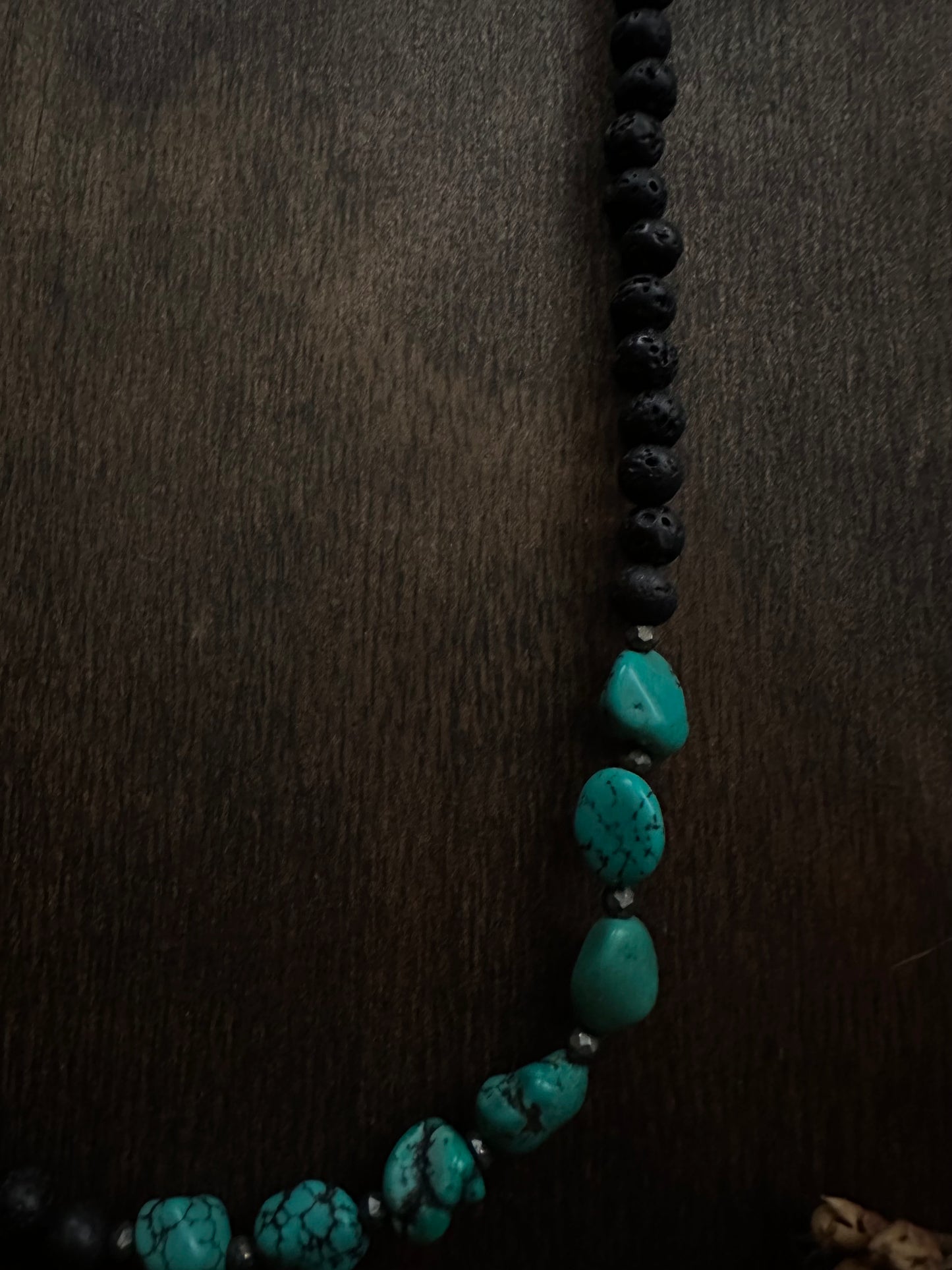 Turquoise Nugget & Lava Stone Necklace