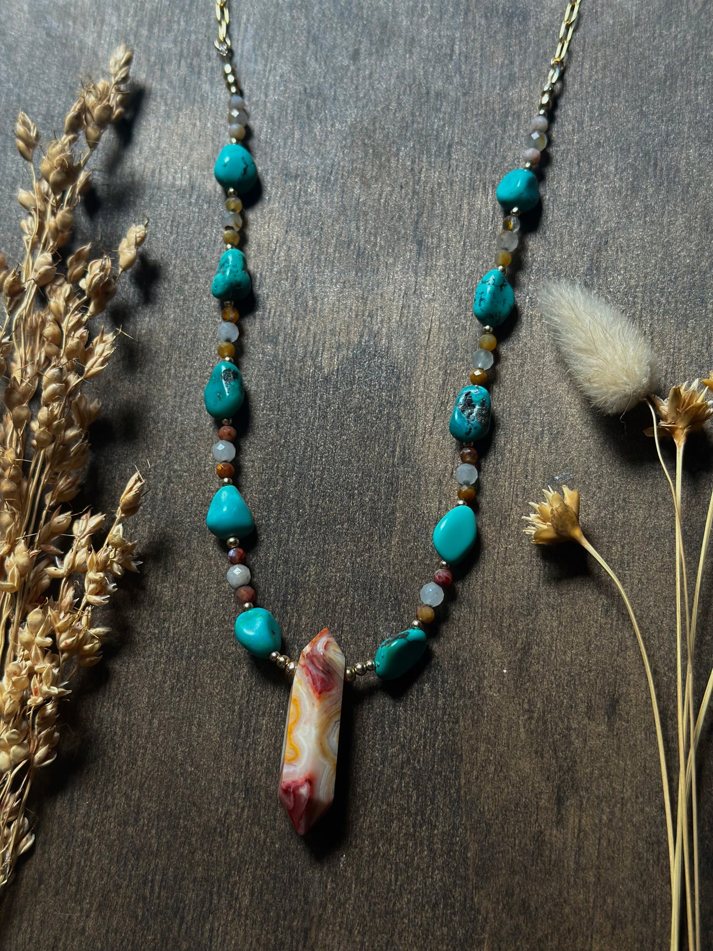 Ocean Jasper I Hubei Turquoise I Pietersite Necklace