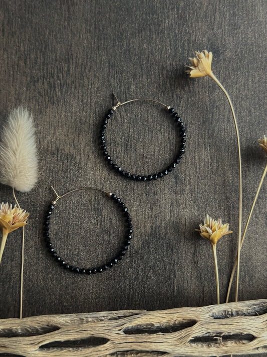 Black Spinel Hoops