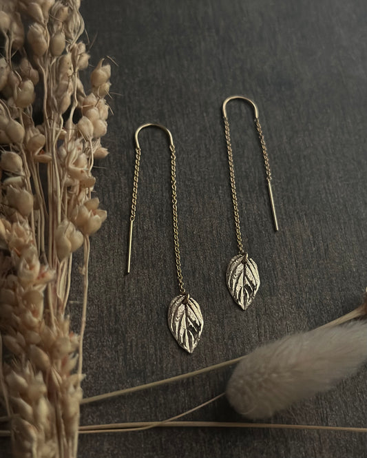Mint Leaf Threader Earrings