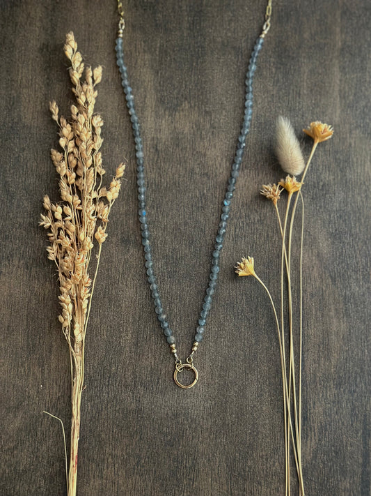 Labradorite Charm/Ring Keeper Necklace