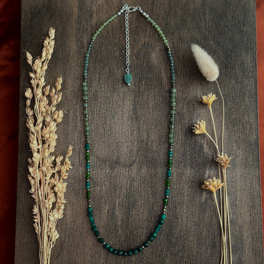 Green Mixed Gemstone Strand Necklace