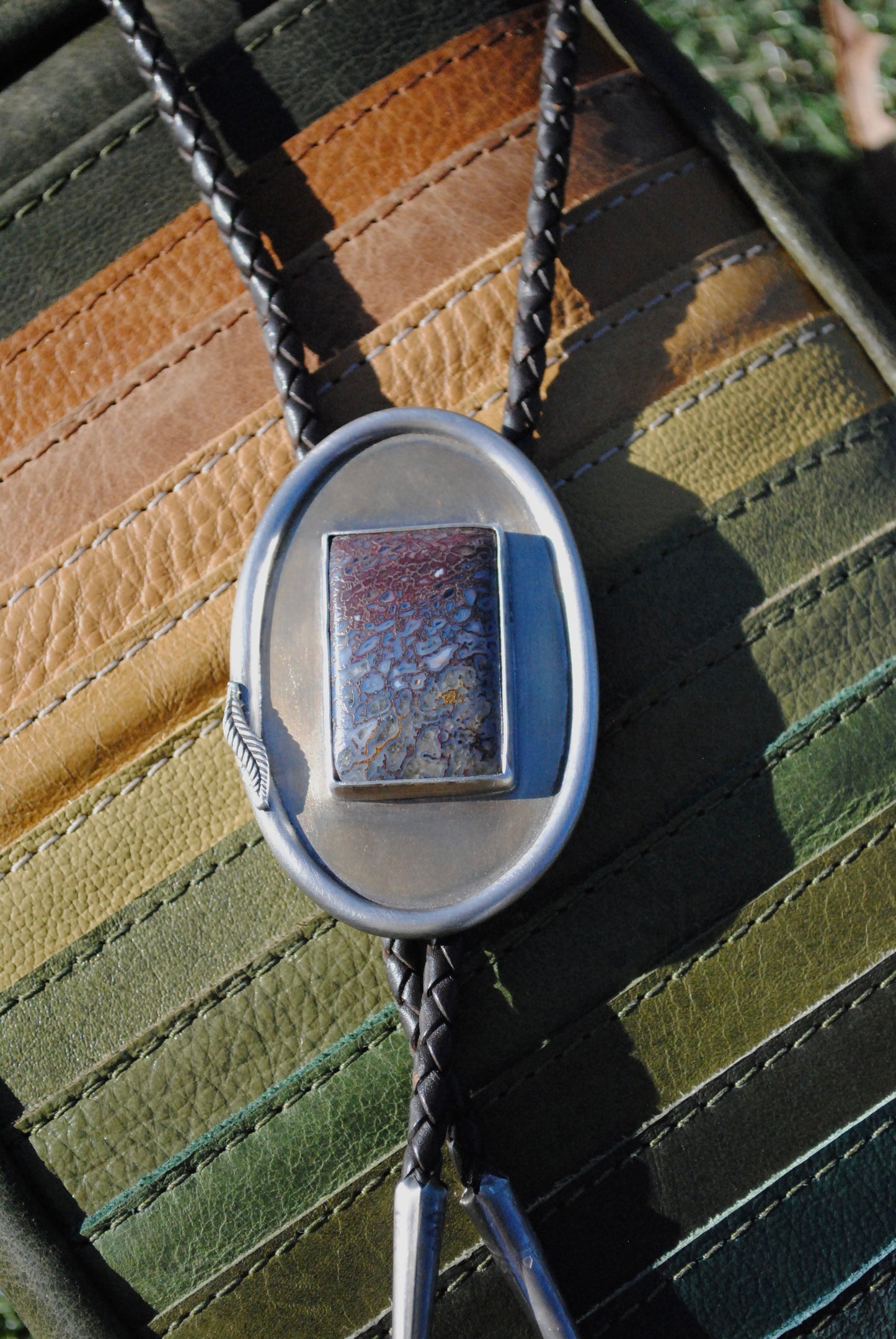 Agatized Dinosaur Bone Bolo Tie