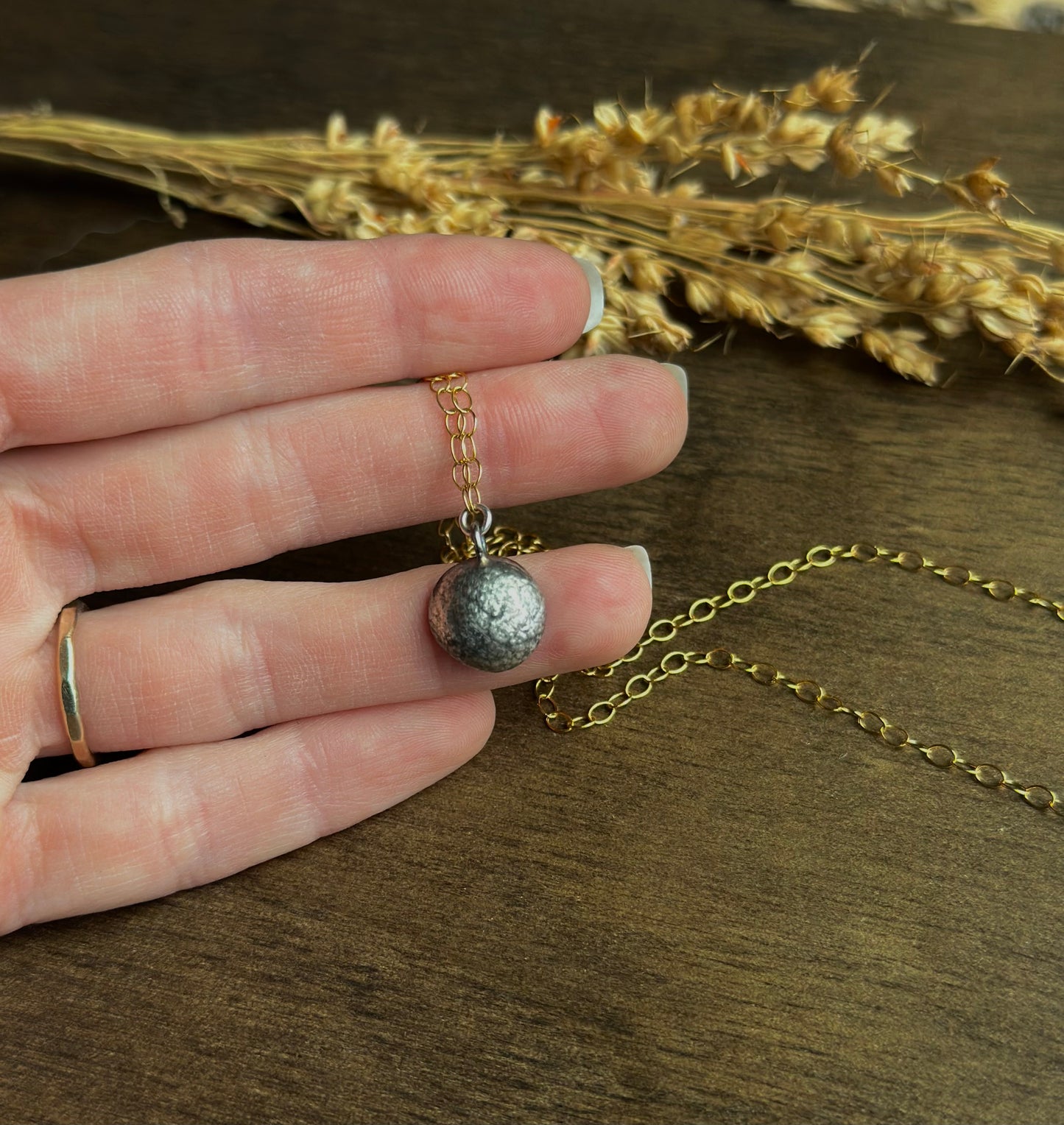 Recycled Silver Full Moon Necklace