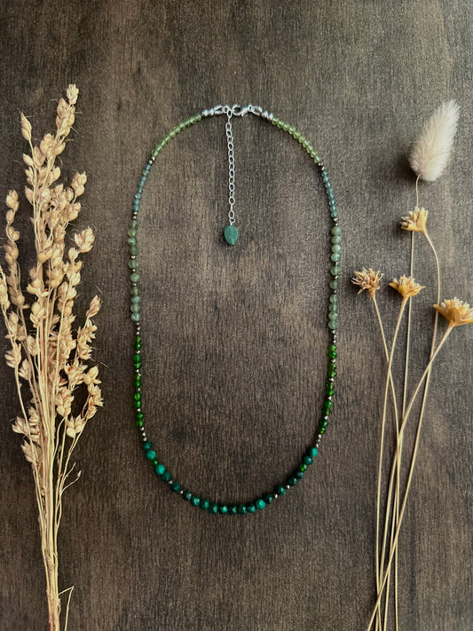 Green Mixed Gemstone Strand Necklace