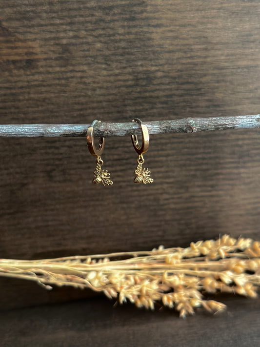Tiny Bee Huggie Hoop