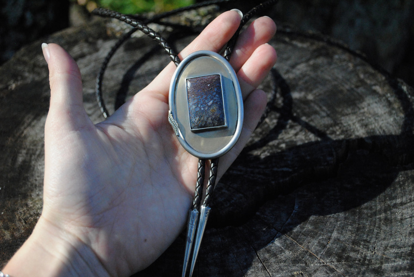 Agatized Dinosaur Bone Bolo Tie