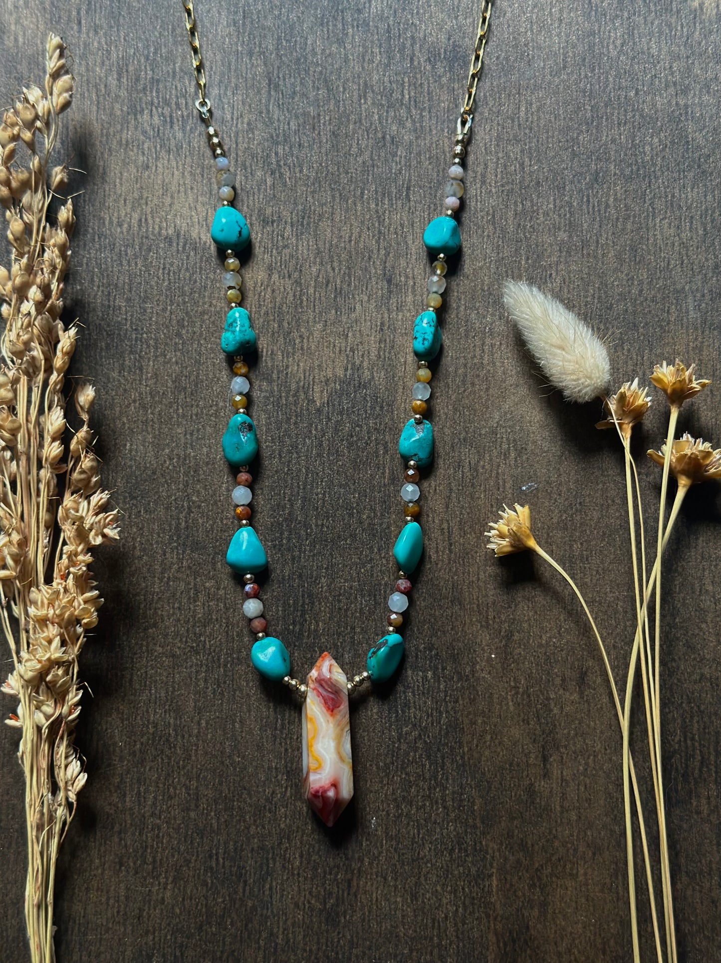 Ocean Jasper I Hubei Turquoise I Pietersite Necklace