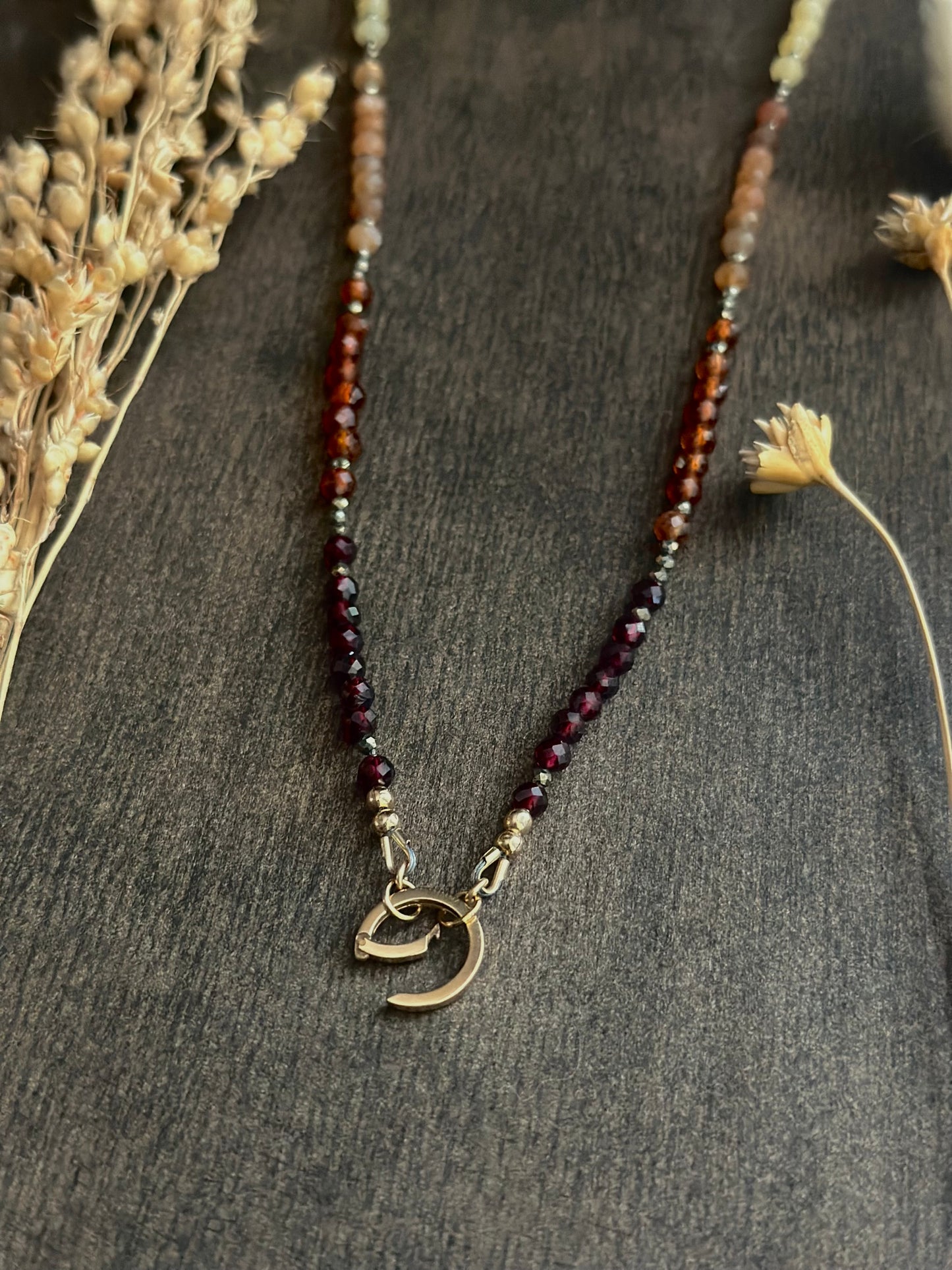 Mixed Gemstone Charm/Ring Keeper Necklace