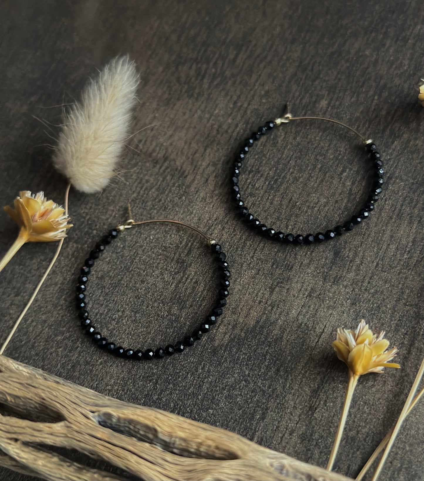 Black Spinel Hoops