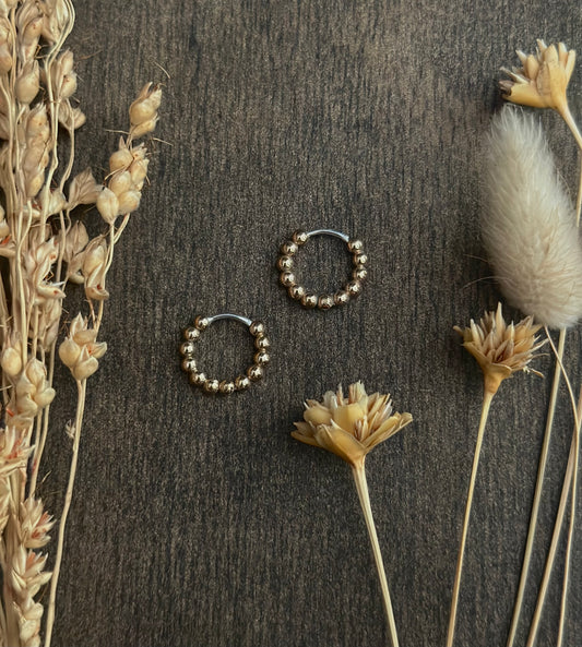 Bronze Beaded Huggie Hoop