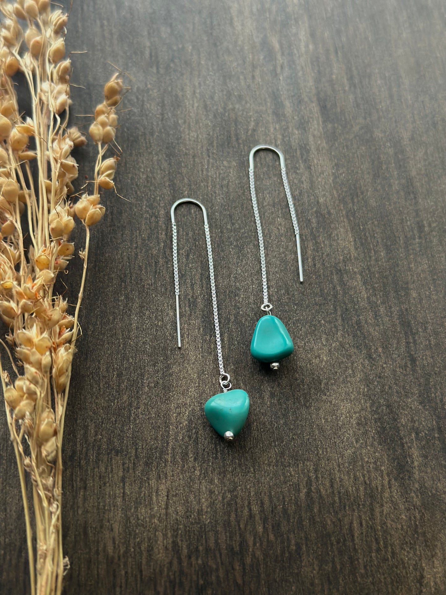 Hubei Turquoise Nugget Threader Earrings