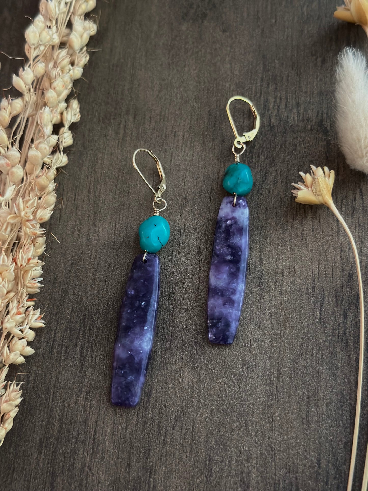 Lepidolite & Turquoise Earrings