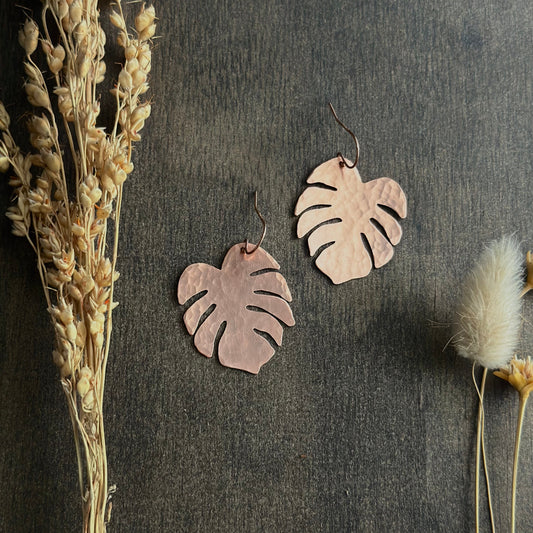 Handsawn Lil Monstera Earrings