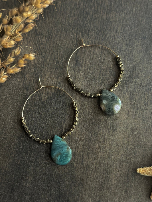 Ocean Jasper Hoop Earrings