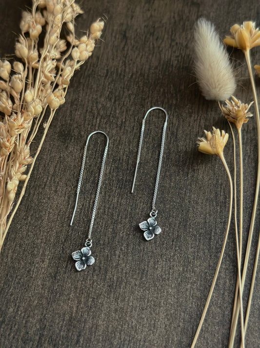 Hydrangea Flower Threader Earrings