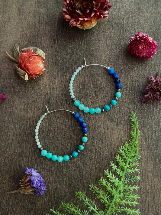 Lapis, Turquoise & Amazonite Hoops