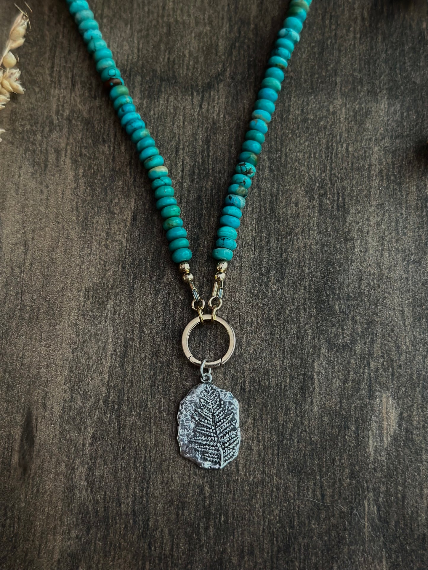 Hubei Turquoise Charm/Ring Keeper Necklace