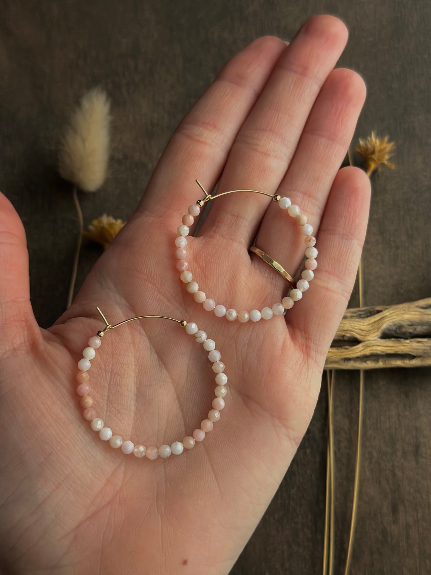 Peruvian Pink Opal Hoops