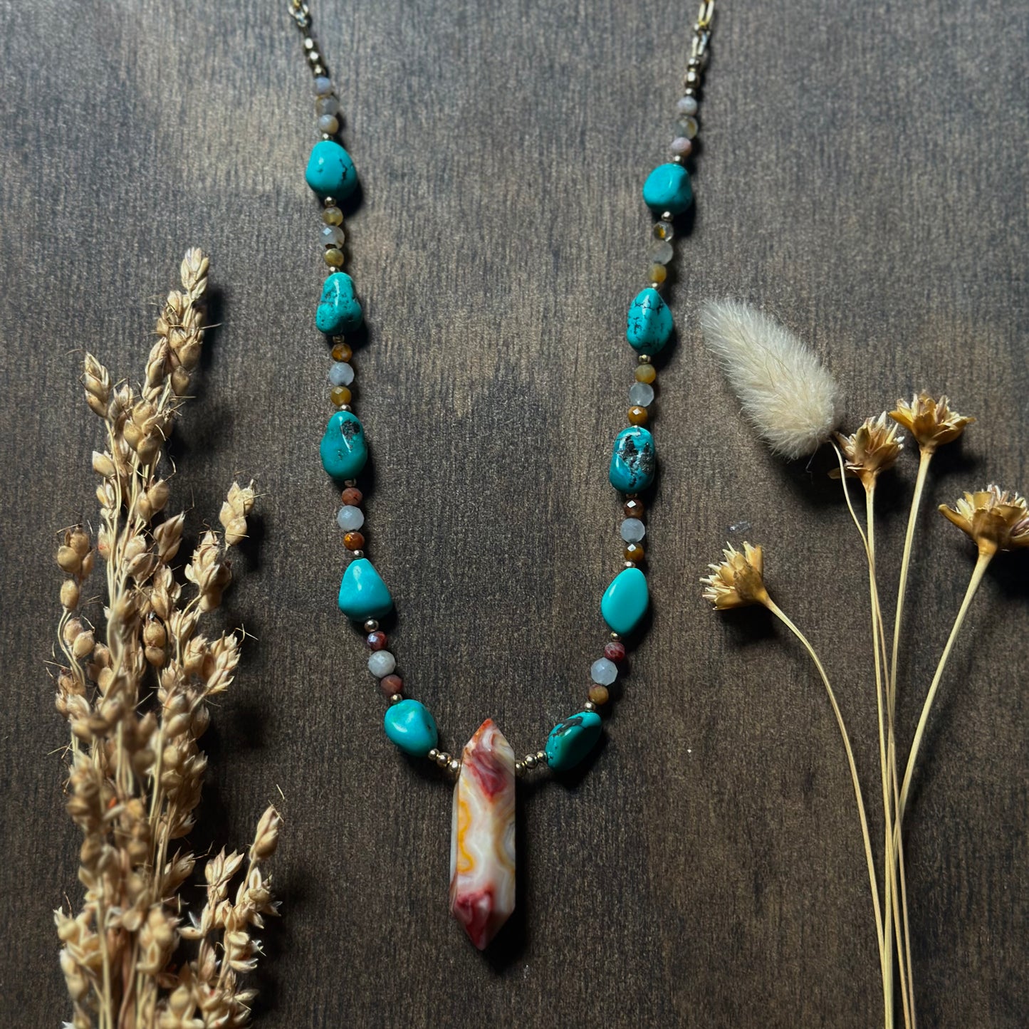 Ocean Jasper I Hubei Turquoise I Pietersite Necklace