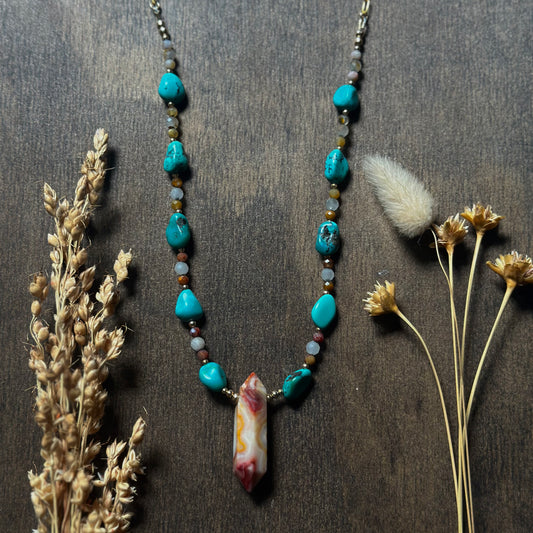 Ocean Jasper I Hubei Turquoise I Pietersite Necklace