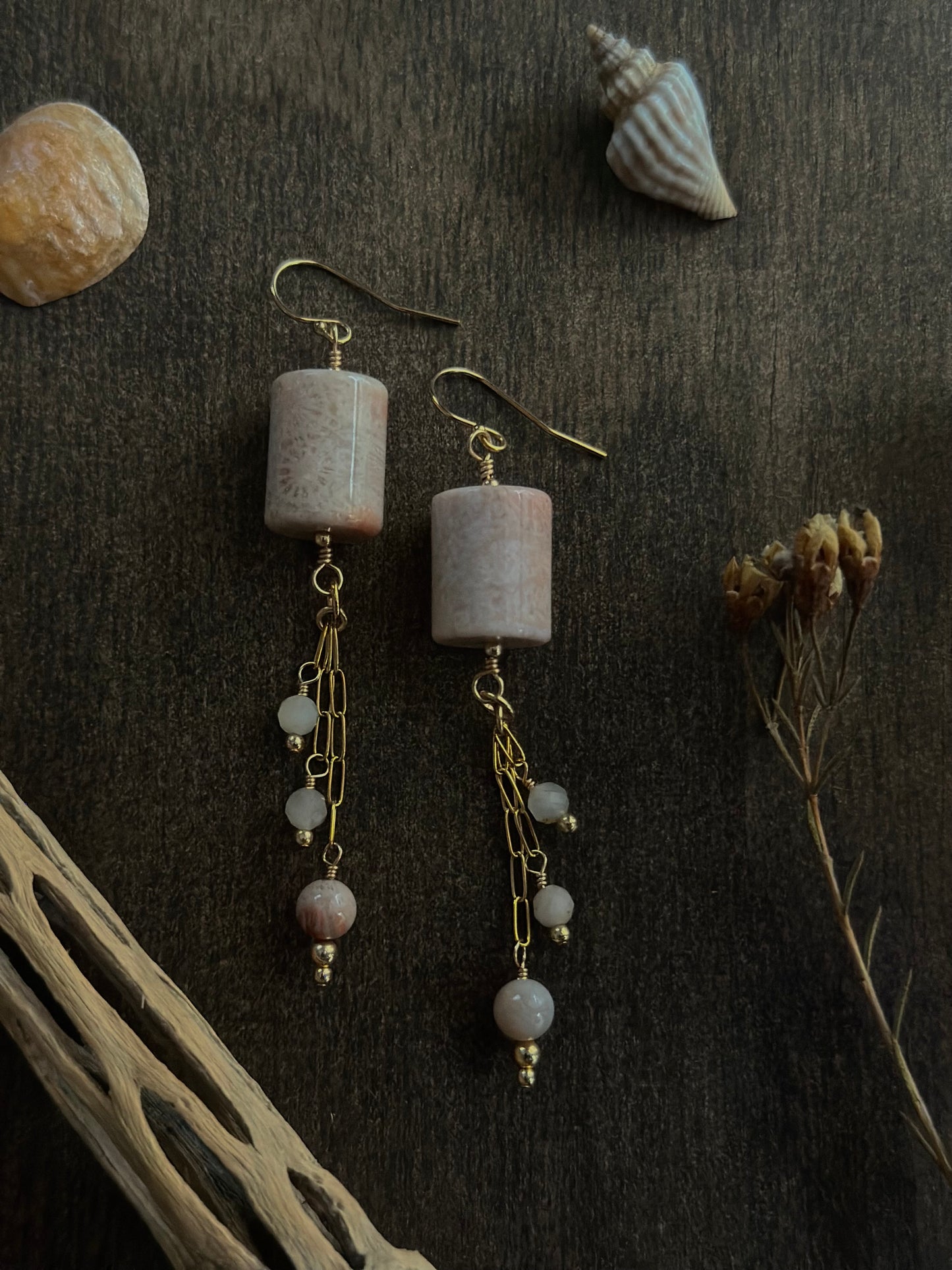 Fossil Coral & Pietersite Earrings