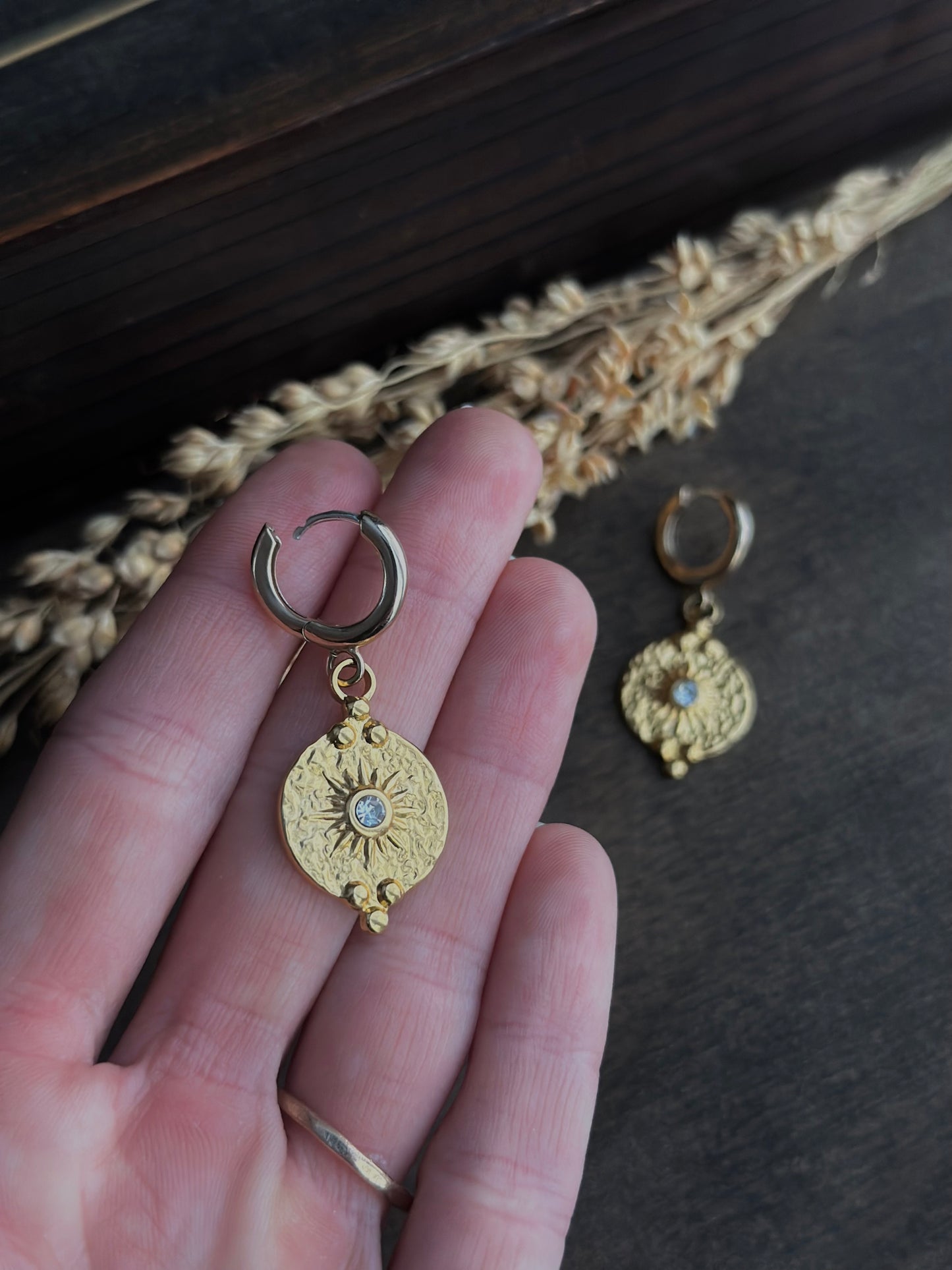 Sunny Coin Huggie Earrings