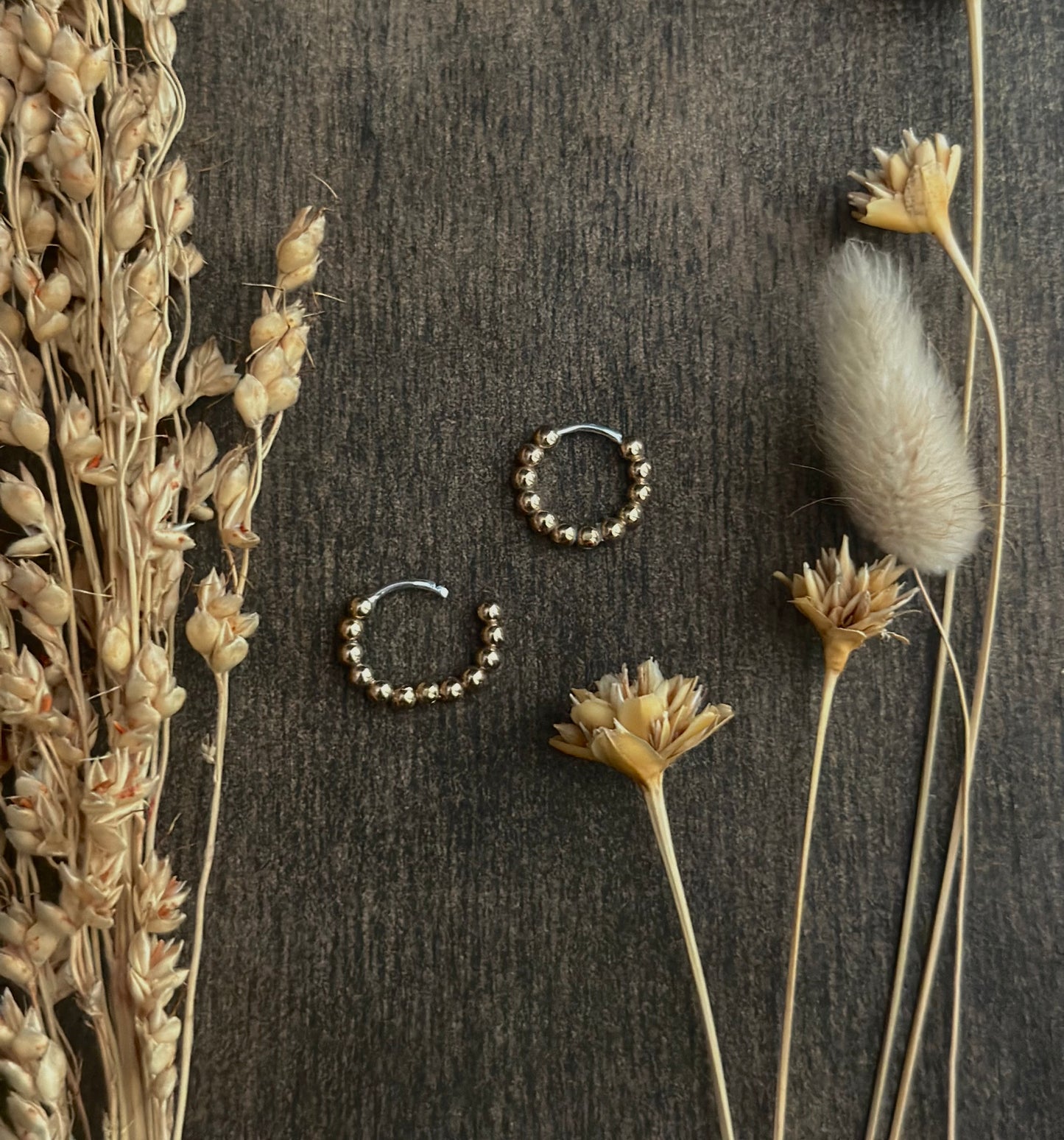 Bronze Beaded Huggie Hoop