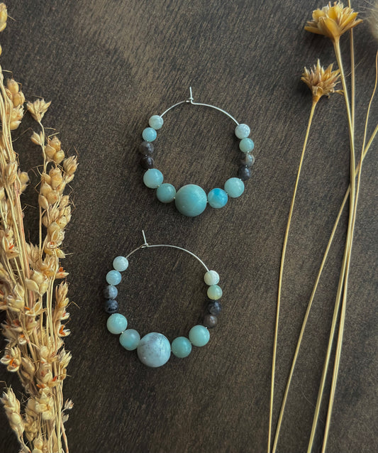 Amazonite Hoop Earrings