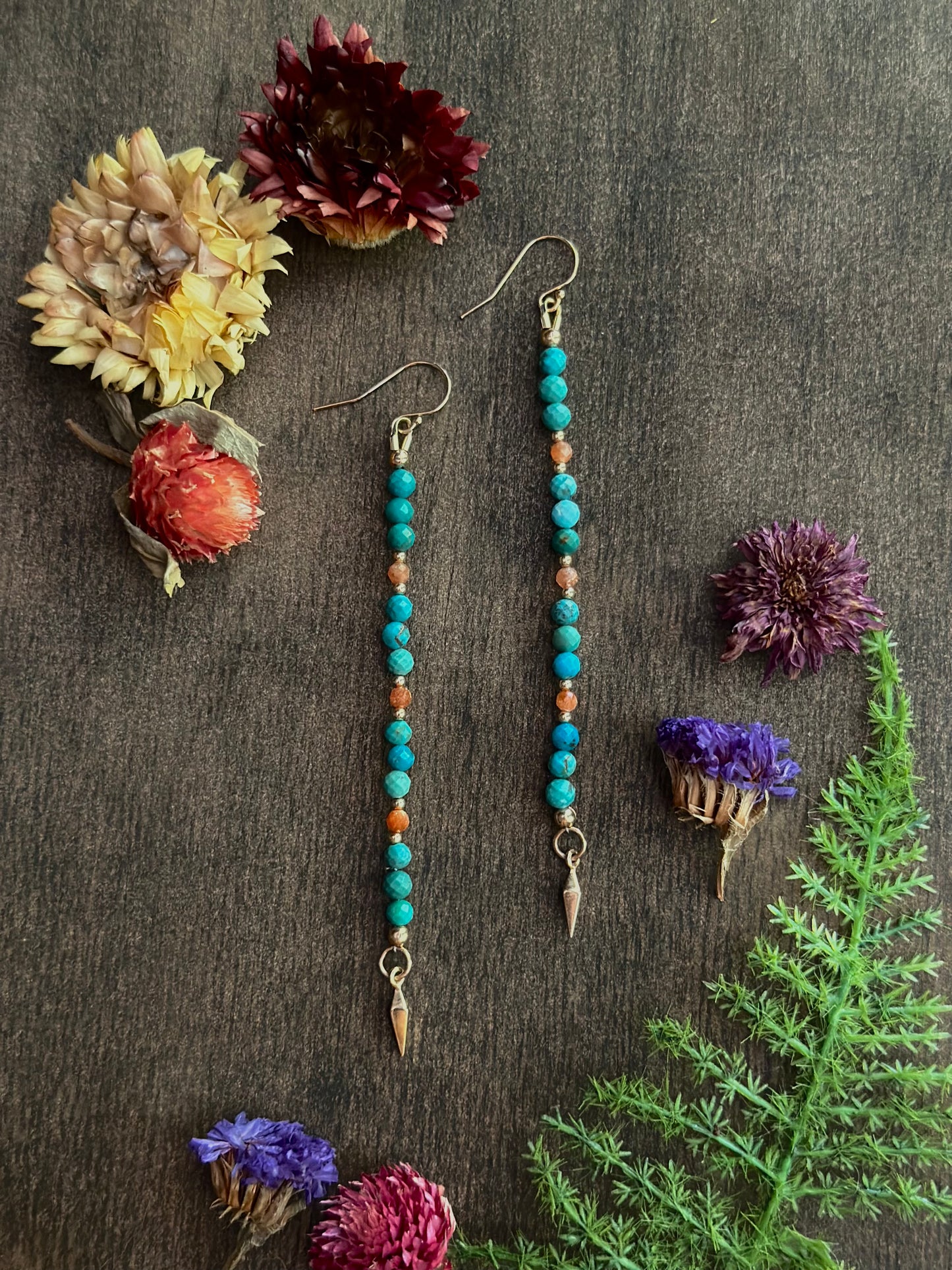 Turquoise & Sunstone Drop Earrings