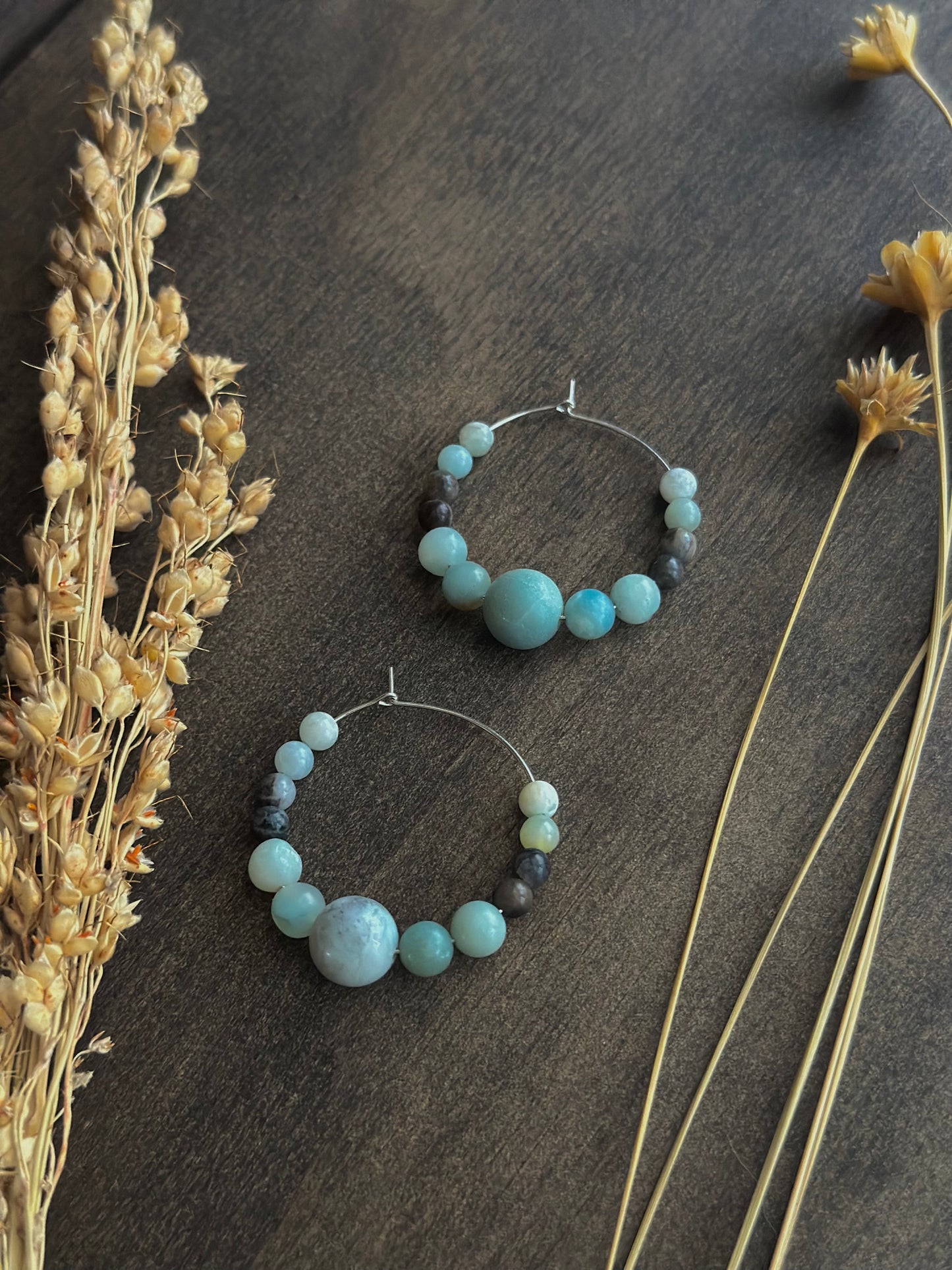 Amazonite Hoop Earrings