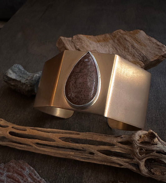 Agatized Dinosaur Bone Cuff Bracelet