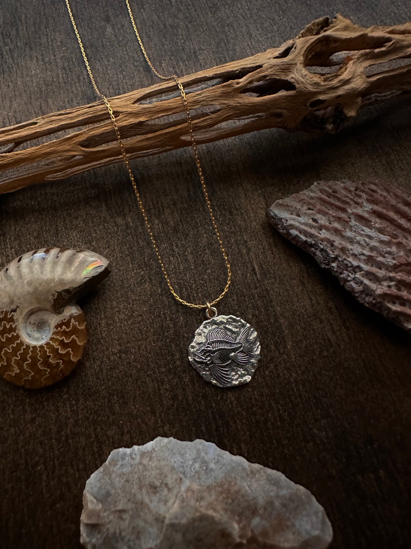 Angler Fish Fossil Necklace