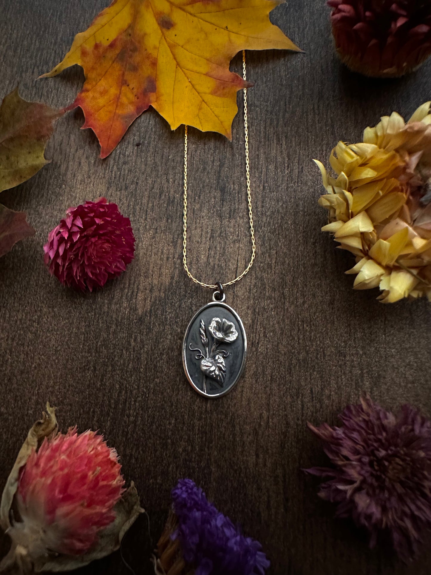 Morning Glory Flower Necklace - September Birth Flower