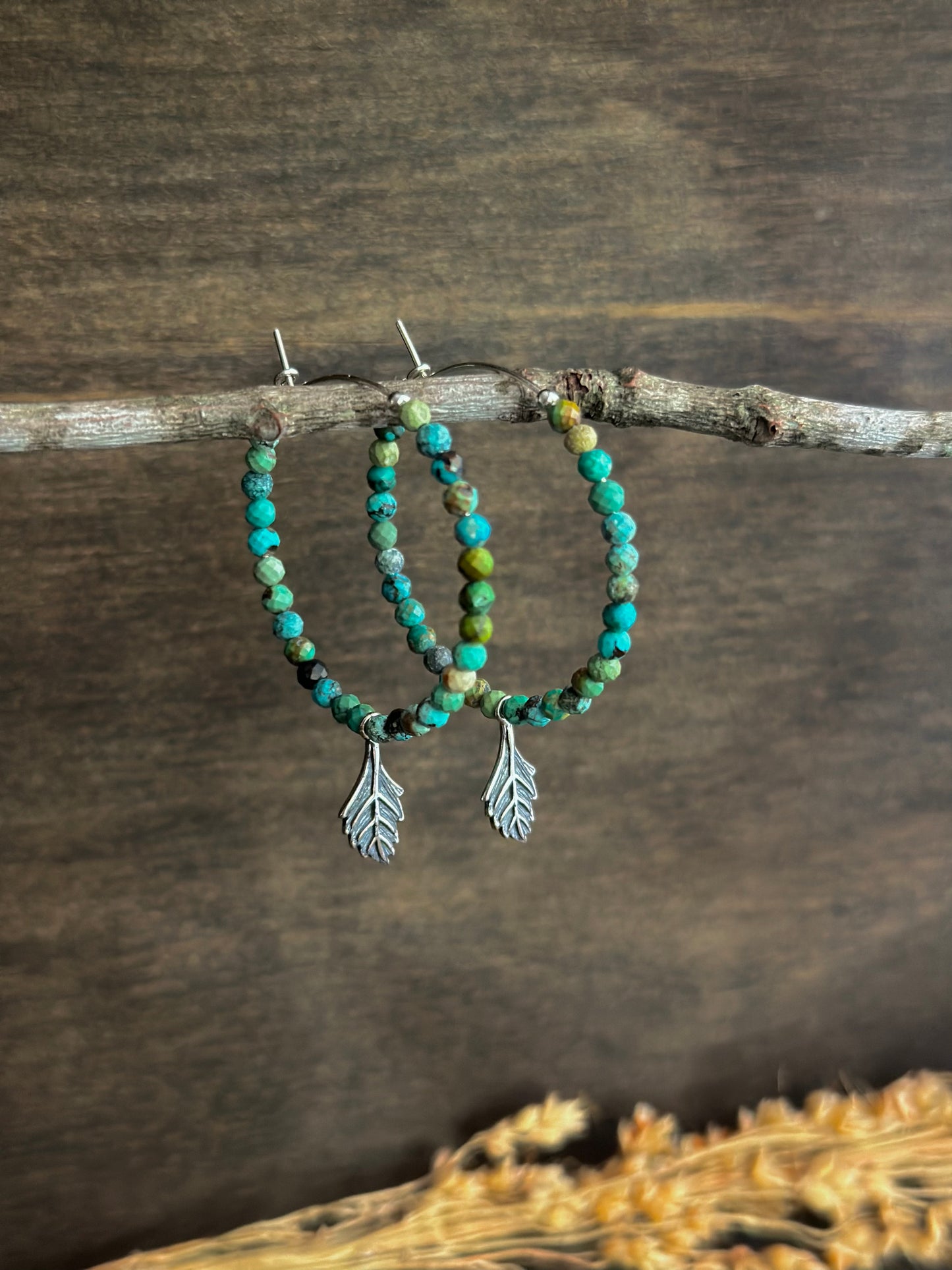 Turquoise Leaf Hoops