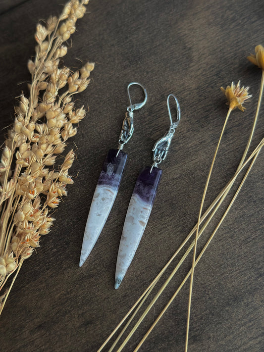 Reaching for Chevron Amethyst Earrings