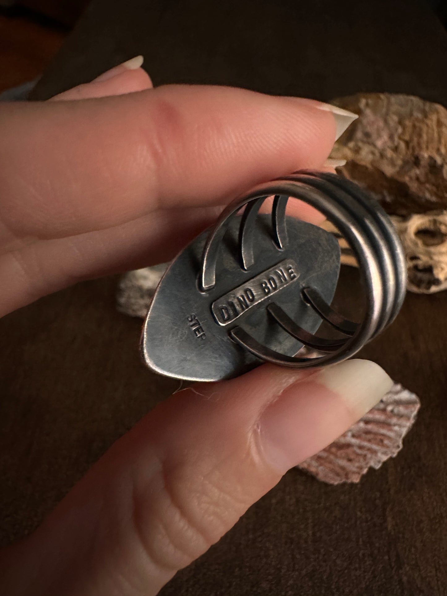 Agatized Dinosaur Bone Ring - Size 7.75