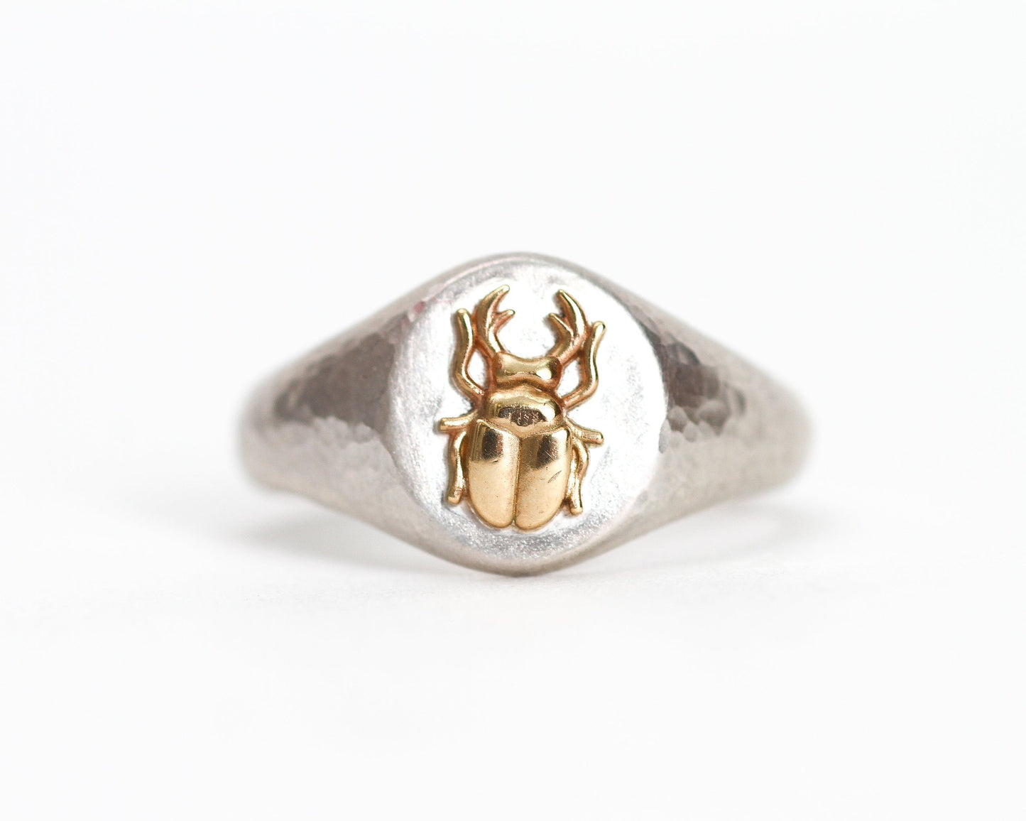 Yellow Gold Scarab Signet Ring - Size 7