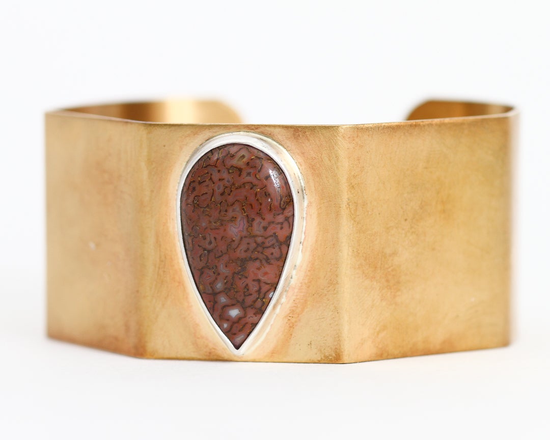 Agatized Dinosaur Bone Cuff Bracelet