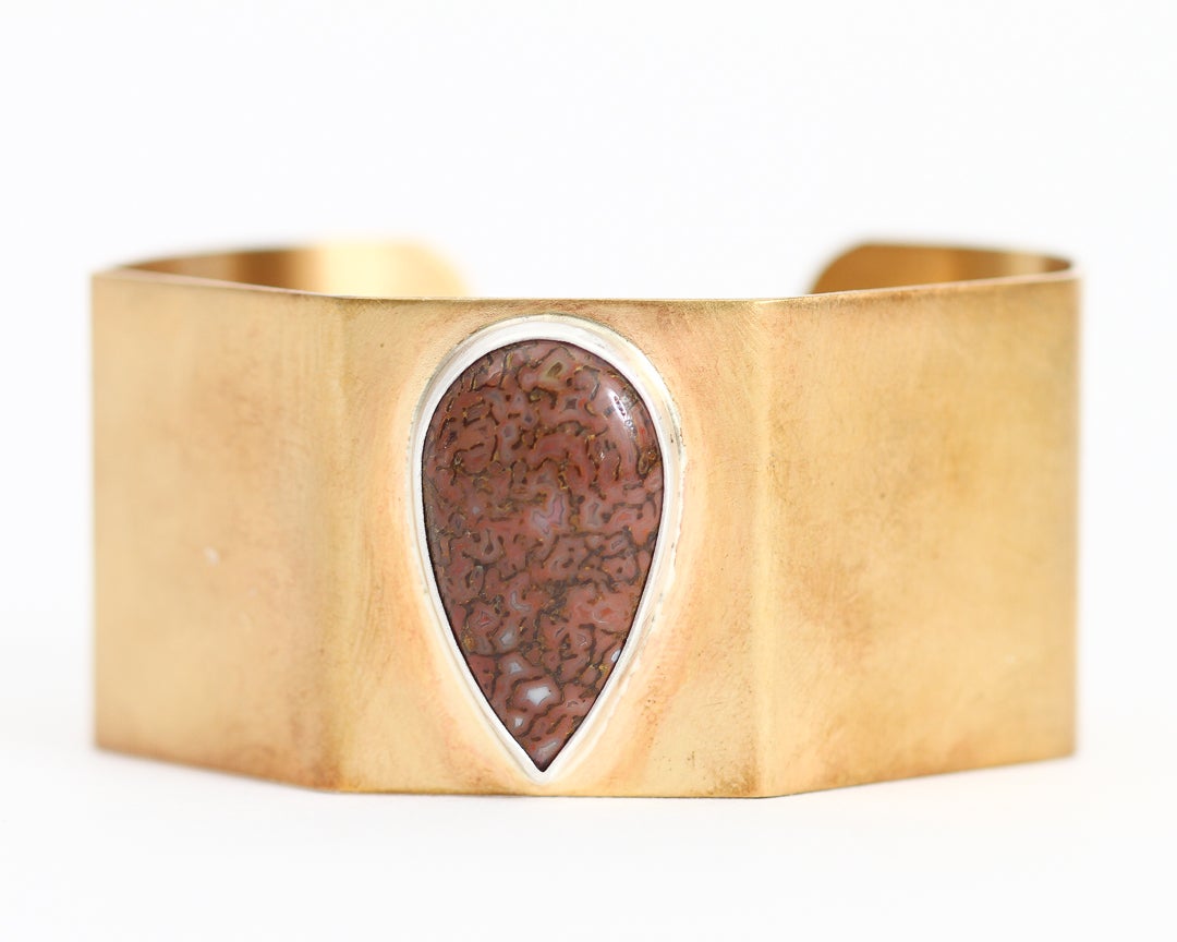 Agatized Dinosaur Bone Cuff Bracelet