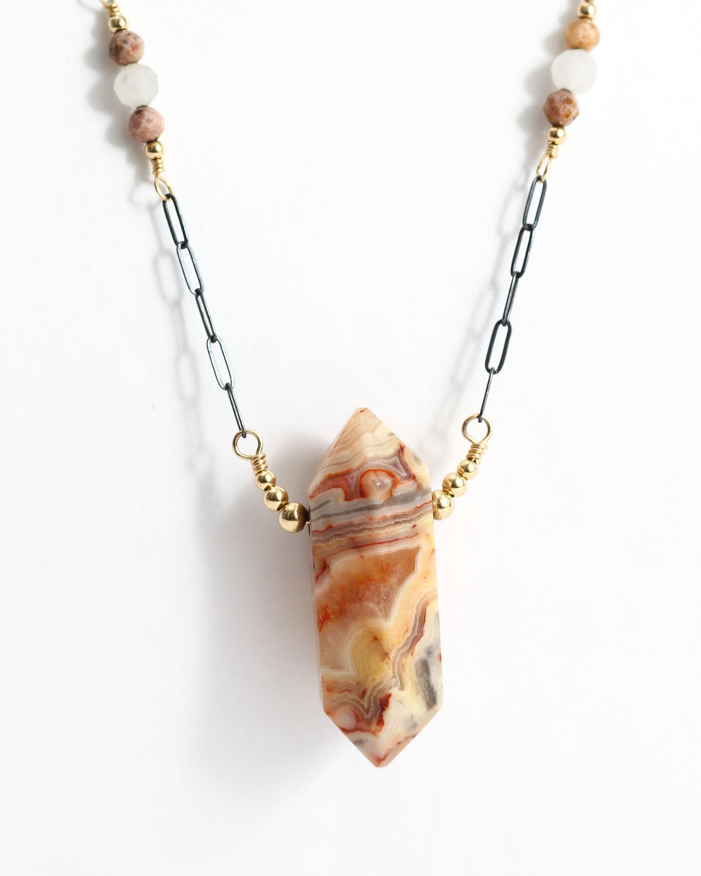 Crazy Lace Agate, African Opal, & Pietersite Necklace