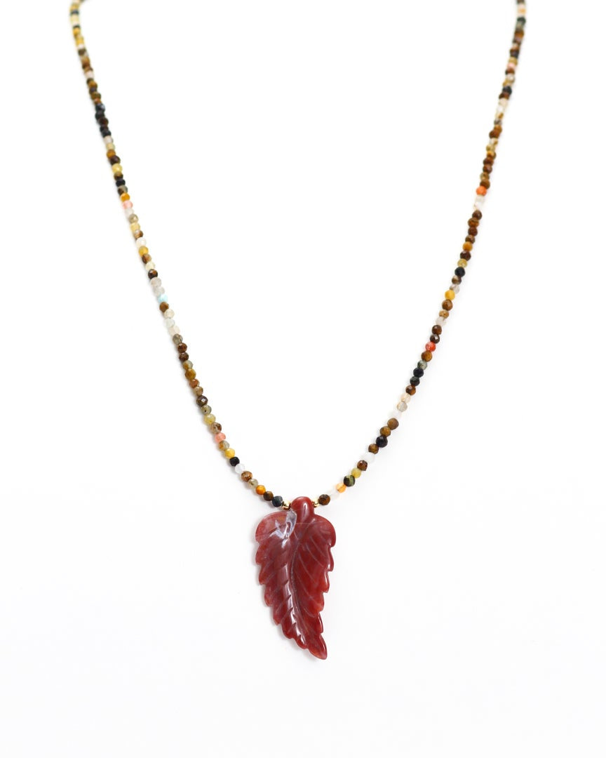 Indian Agate Leaf & Pietersite Necklace