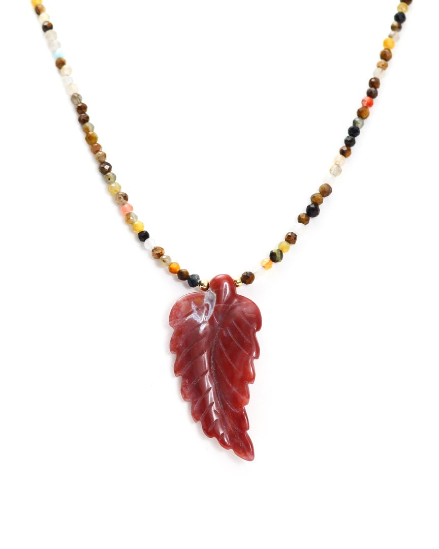 Indian Agate Leaf & Pietersite Necklace